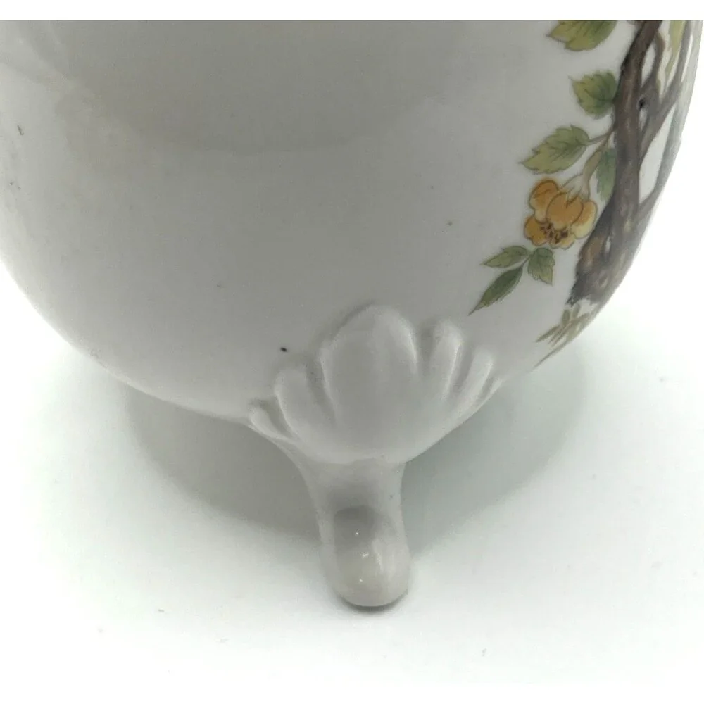 Vtg Andrea by Sadek 3-Footed Porcelain Egg-Shaped Vase 9492 Japan Birds 4.25